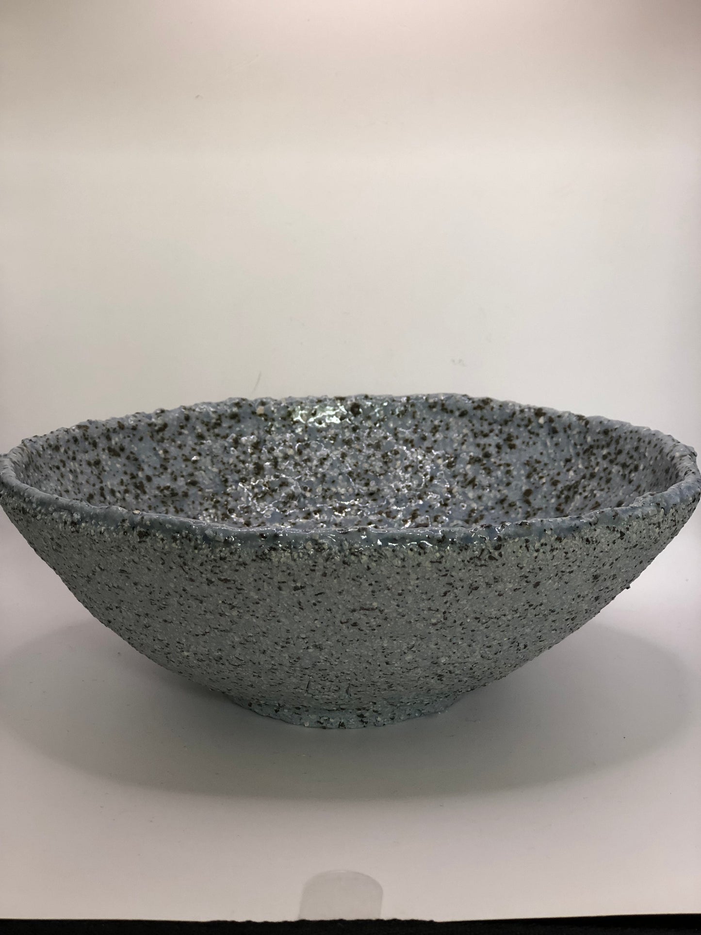 Plat  ou bol céramique  bleu - gris moucheté