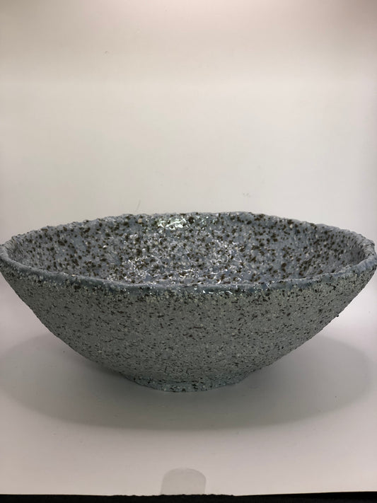 Plat  ou bol céramique  bleu - gris moucheté
