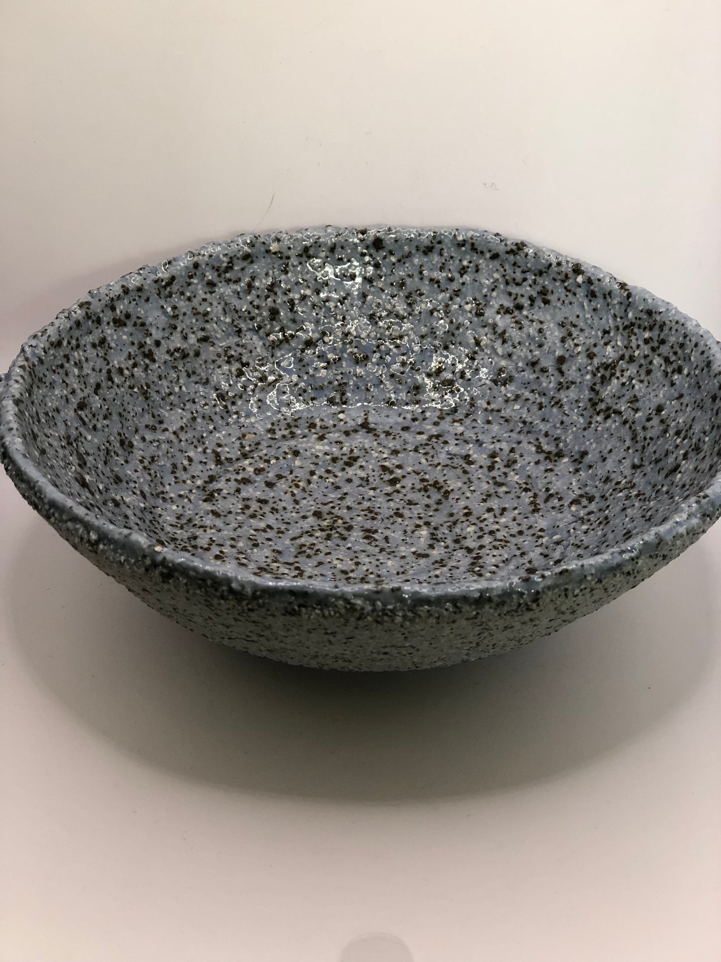 Plat  ou bol céramique  bleu - gris moucheté